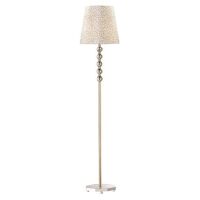 Lampa podłogowa Queen PT1 Ideal Lux  077765 Klosz z tkaniny ze złotym błyszczącym wzorem Lampa ma metalową oprawę wykończoną w złotym kolorze posiada kryształowe elementy
