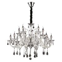 Lampa wisząca COLOSSAL SP15 KOŚĆ SŁONIOWA Ideal Lux  081564   Ramiona  z  dmuchanego szkła w kolorze kości słoniowej wisorki ze szkła i kryształu styl pałacowy