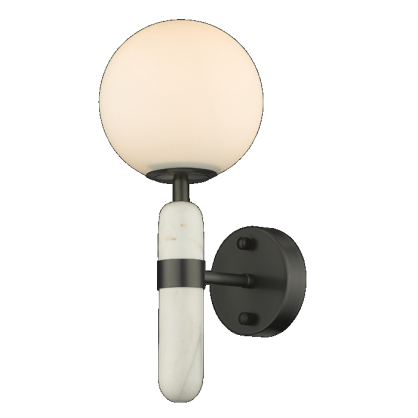 Kinkiet LA SPEZIA W01350BK Cosmo Light kula z marmurowym elementem dekoracyjnym
