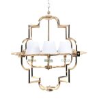 Lampa wisząca BALTIMORE LDP 8020-4 (GD+WT) Lumina Deco glamour złota z białymi abażurami - 3