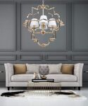 Lampa wisząca BALTIMORE LDP 8020-4 (GD+WT) Lumina Deco glamour złota z białymi abażurami - 4