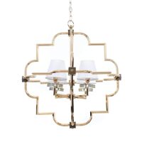 Lampa wisząca BALTIMORE LDP 8020-4 (GD+WT) Lumina Deco glamour złota z białymi abażurami