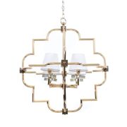Lampa wisząca BALTIMORE LDP 8020-4 (GD+WT) Lumina Deco glamour złota z białymi abażurami