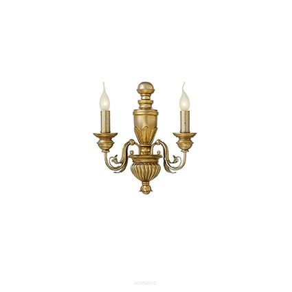 Kinkiet Dora AP2 Ideal Lux  020846 korpus wykonany z żywicy z ręcznie modelowanymi metalowymi ramionami dekoracje w kolorze antycznego złota