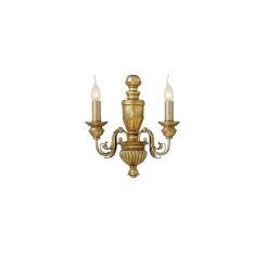 Kinkiet Dora AP2 Ideal Lux  020846 korpus wykonany z żywicy z ręcznie modelowanymi metalowymi ramionami dekoracje w kolorze antycznego złota