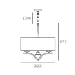 LAMPA WISZĄCA ATLANTA NIESAMOWITA EFEKTOWNA ZE SREBRNYM KORPUSEM I TRADYCYJNYM BIAŁYM ABAŻUREM  COSMO LIGHT P05803NI - 2