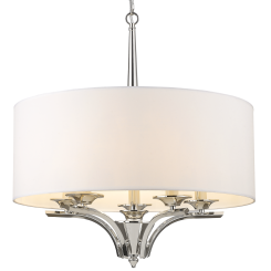 LAMPA WISZĄCA ATLANTA NIESAMOWITA EFEKTOWNA ZE SREBRNYM KORPUSEM I TRADYCYJNYM BIAŁYM ABAŻUREM  COSMO LIGHT P05803NI