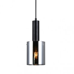 Lampa wisząca SARDO PND-5581-1-BK+SG Italux Czarna podstawa dymiony klosz nowoczesna