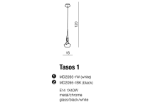 Lampa wisząca Tasos 1 AZzardo MD2095-1W AZ0260 nietypowy elegancki klosz jest wykonana z metalu chromowanego i szkła w kolorze białym - 3