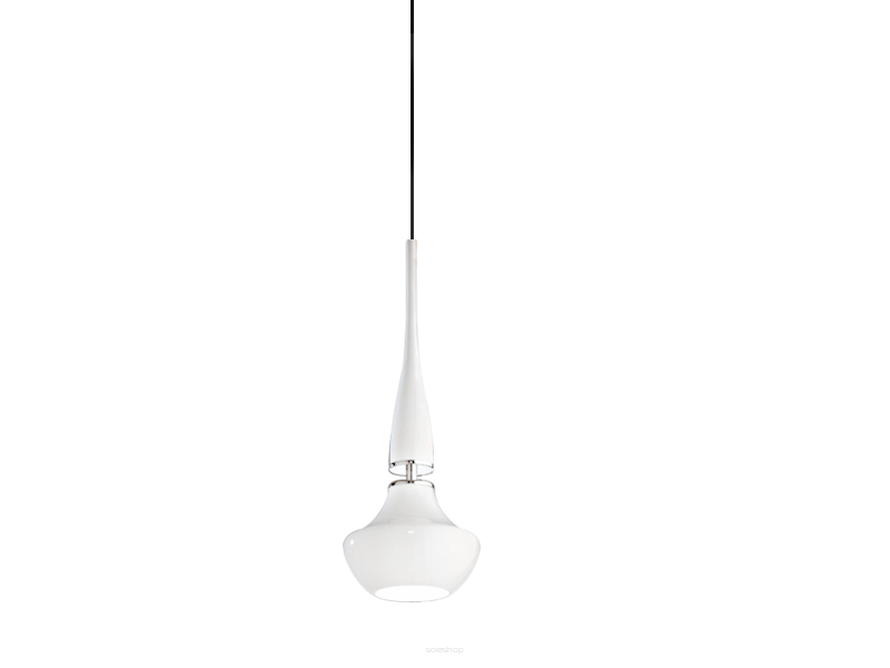 Lampa wisząca Tasos 1 AZzardo MD2095-1W AZ0260 nietypowy elegancki klosz jest wykonana z metalu chromowanego i szkła w kolorze białym