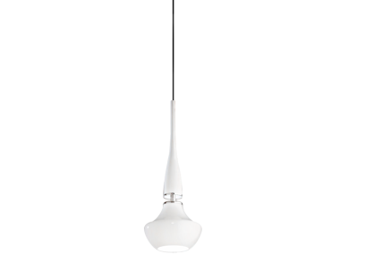Lampa wisząca Tasos 1 AZzardo MD2095-1W AZ0260 nietypowy elegancki klosz jest wykonana z metalu chromowanego i szkła w kolorze białym