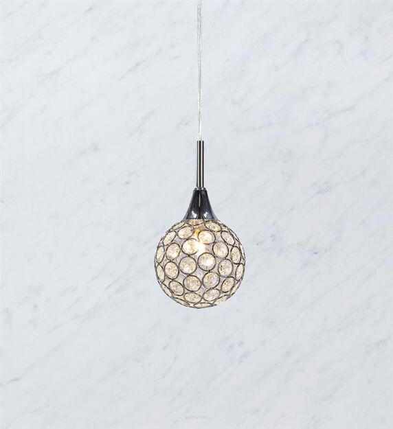 Lampa wisząca CORA 1L Chrom/Briliant 107066 Markslojd kryształki styl nowoczesny glamour chromowane wykończenie kulisty kształt klosza