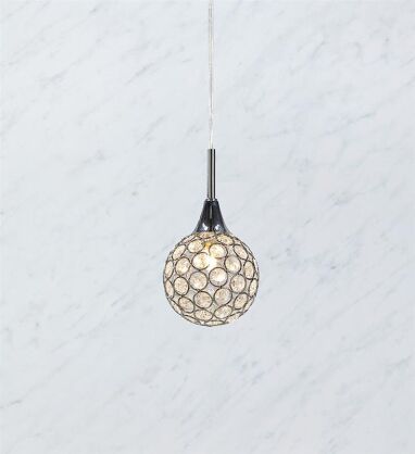 Lampa wisząca CORA 1L Chrom/Briliant 107066 Markslojd kryształki styl nowoczesny glamour chromowane wykończenie kulisty kształt klosza