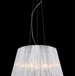 Lampa wisząca Isla MDM1869-3 WH Italux  biały abażur z tkaniny styl pałacowy elegancki kryształki