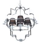 Lampa wisząca BALTIMORE LDP 8020-4 (CHR+BK) Lumina Deco glamour chromowana z czarnymi abażurami - 4