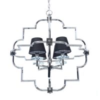 Lampa wisząca BALTIMORE LDP 8020-4 (CHR+BK) Lumina Deco glamour chromowana z czarnymi abażurami
