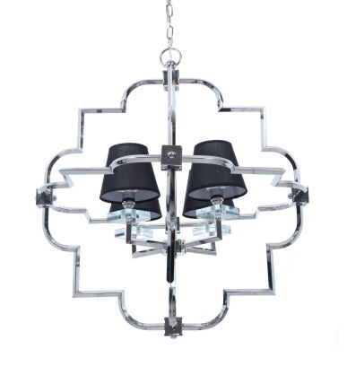 Lampa wisząca BALTIMORE LDP 8020-4 (CHR+BK) Lumina Deco glamour chromowana z czarnymi abażurami
