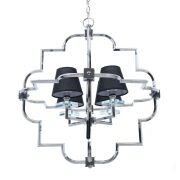 Lampa wisząca BALTIMORE LDP 8020-4 (CHR+BK) Lumina Deco glamour chromowana z czarnymi abażurami
