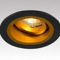 LAMPA SUFITOWA WPUSZCZANA  ZUMA LINE CHUCK DL ROUND BK/GO Z ALUMINIUM MA KOLOR CZARNY ZE ZŁOTYM PIERŚCIENIEM GU10 OKRĄGŁA