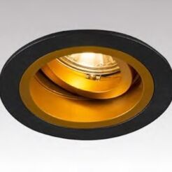 LAMPA SUFITOWA WPUSZCZANA  ZUMA LINE CHUCK DL ROUND BK/GO Z ALUMINIUM MA KOLOR CZARNY ZE ZŁOTYM PIERŚCIENIEM GU10 OKRĄGŁA
