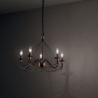Lampa wisząca CORTE SP5 RDZA  Ideal Lux 057187 rama z  metalu wykończenia o charakterze antyczno-podobnym w kolorze brązu