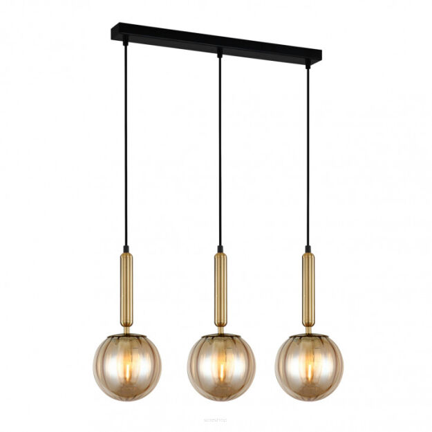 Lampa wisząca Ravena PND-2324-3L BRO+AMB Italux Potrójna na listwie mosiądz