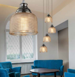 Lampa wisząca MORA 1 DEL-8150-1P AZ2109 nowoczesna designerska 14,5 cm szerokości klosza szkło wytłaczane wzorem - 2