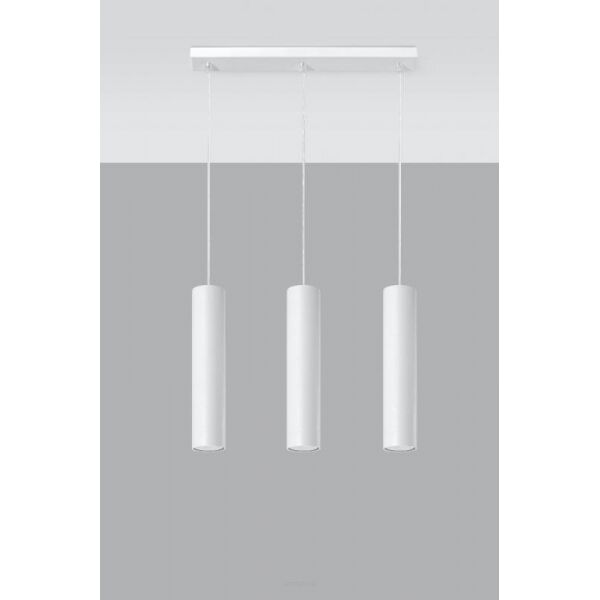 Lampa wisząca LAGOS 3 SL.0325 wiszaca w kolorze białym trzy tuby umieszczone na podsufitce w kształcie listwy idealna do jadalni