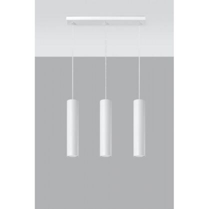 Lampa wisząca LAGOS 3 SL.0325 wiszaca w kolorze białym trzy tuby umieszczone na podsufitce w kształcie listwy idealna do jadalni