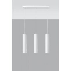 Lampa wisząca LAGOS 3 SL.0325 wiszaca w kolorze białym trzy tuby umieszczone na podsufitce w kształcie listwy idealna do jadalni