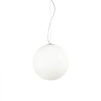 Lampa wisząca Mapa Bianco SP1 D40  Ideal Lux   032139   Klosz w kształcie kuli z białego szkła oprawa z metalu w kolorze niklu