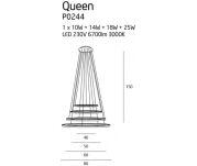 Lampa wisząca QueenIV P0244D Max Fliz ściemniacz miedziana okręgi nowoczesna - 2