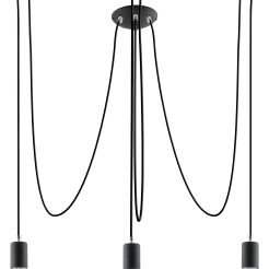 Industrialna Nowoczesna Lampa wisząca  Żyrandol EDISON 3 Czarny Zwis pająk SL.0370