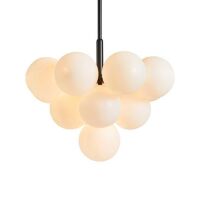 Lampa wisząca MERLOT 107911 Makslojd Zachwycająca forma metalowa czarna oprawa szklane białe klosze