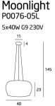 Lampa wisząca  MAX-LIGHT Moonlight mała P0076-05L Chromowany klosz kryształki elegancki - 3