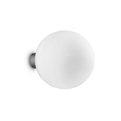 Kinkiet Mapa Bianco AP1 D20 Ideal Lux  059815  Klosz jest w kształcie kuli ze szkła oprawa z metalu w kolorze niklu