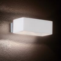 Kinkiet Box AP2 BIANCO Ideal Lux 009537 prostokątny metalowy korpus w kolorze białym klosz z dmuchanego szkła