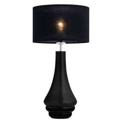 Lampa stołowa AMAZONKA 3035 Argon Dymione szkło + czarna tkanina 