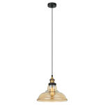 Lampa wisząca HUBERT MDM-2381/1 GD+AMB Italux BURSZTYNOWY KLOSZ IDEALNIE WSPÓŁGRA ZE ZŁOTO / CZARNYM KORPUSEM LAMPA Z CHARAKTEREM - 2
