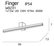 Kinkiet Finger W0231 MAXlight nowoczesna oprawa w kolorze czarnym  ip 54 czarny 　 - 2