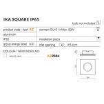 Oprawa sufitowa wpuszczana biała AZzardo IKA SQUARE IP65 AZ2864  - 2