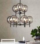 Lampa wisząca CROWN 107921 Markslojd CZARNA PODSTAWA  KLOSZE Z DYMIONEGO SZKŁA ELEGANCKA - 3