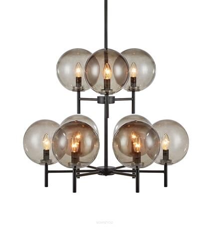 Lampa wisząca CROWN 107921 Markslojd CZARNA PODSTAWA  KLOSZE Z DYMIONEGO SZKŁA ELEGANCKA