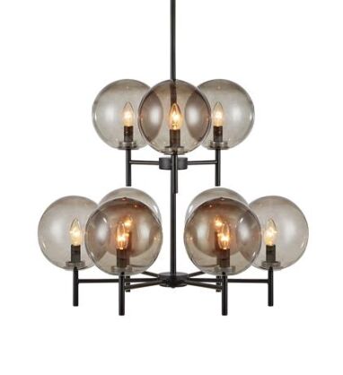 Lampa wisząca CROWN 107921 Markslojd CZARNA PODSTAWA  KLOSZE Z DYMIONEGO SZKŁA ELEGANCKA