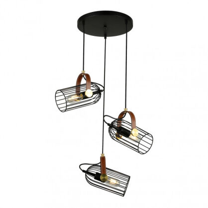 Lampa wisząca ANTOIN PND-2445-3-BK Italux 3 CZARNE DRUCIANE KLOSZE NA OKRĄGŁEJ PODSUFITCE E27 INDUSTRIAL