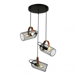 Lampa wisząca ANTOIN PND-2445-3-BK Italux 3 CZARNE DRUCIANE KLOSZE NA OKRĄGŁEJ PODSUFITCE E27 INDUSTRIAL