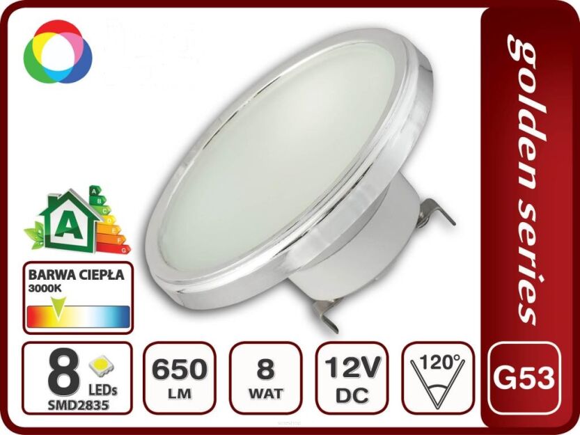ŻARÓWKA AR111 12V 8LED 650lm 8W CIEPŁA