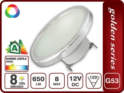 ŻARÓWKA AR111 12V 8LED 650lm 8W CIEPŁA