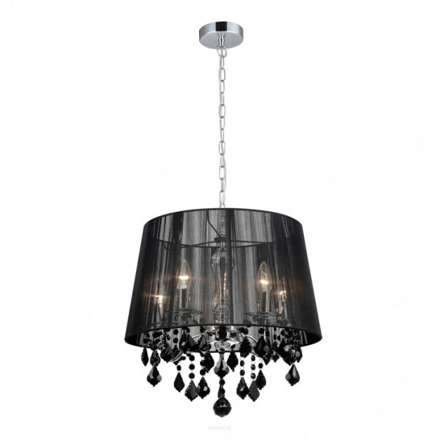 Lampa wisząca Cornelia MDM-2572/5 BK Italux CZARNY Subtelny abażur kryształki