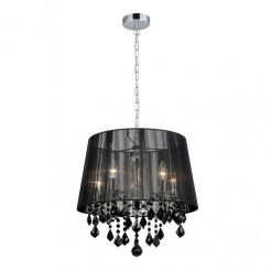 Lampa wisząca Cornelia MDM-2572/5 BK Italux CZARNY Subtelny abażur kryształki